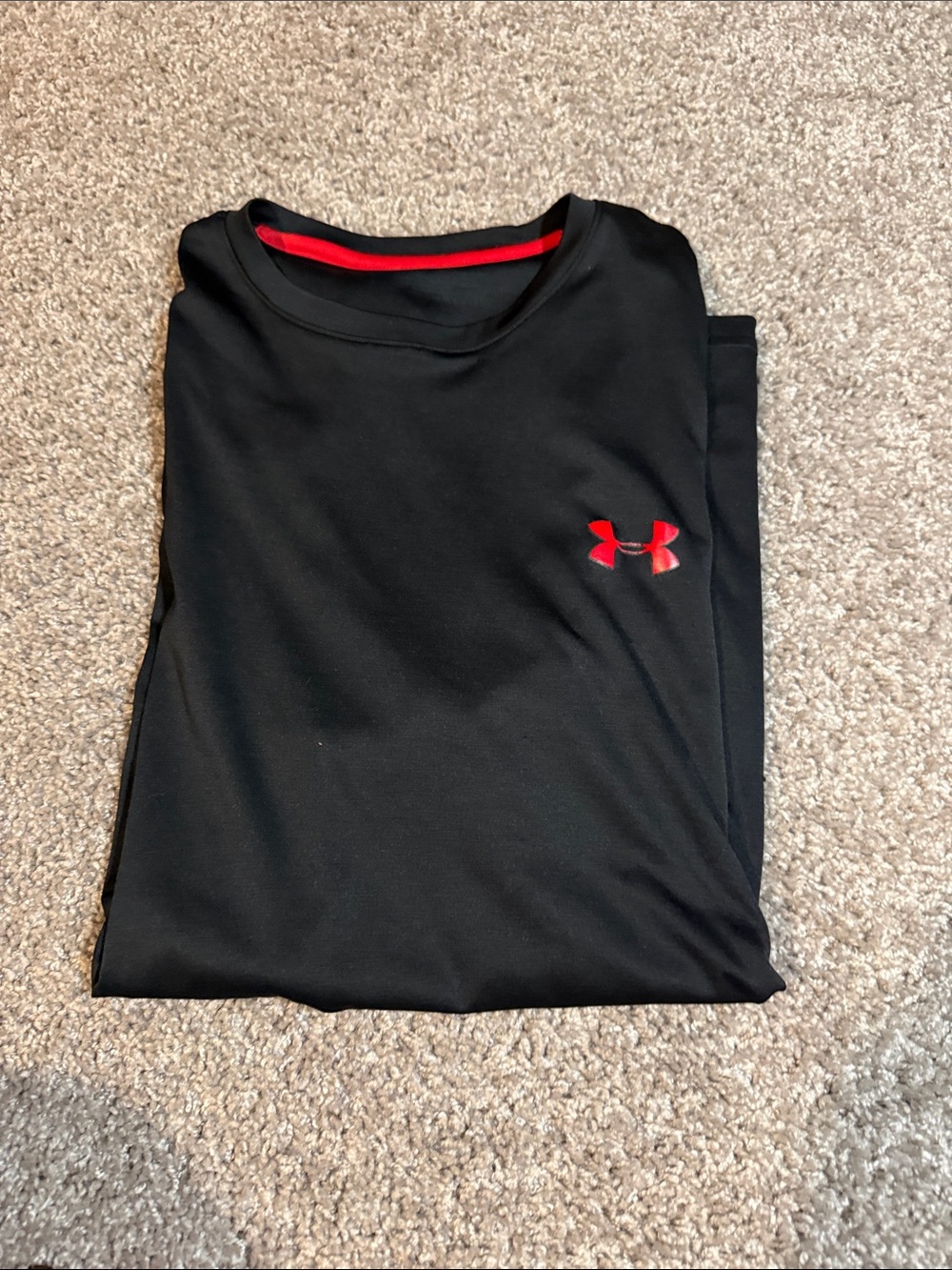 Under Armour Black Short-Sleeve Athletic Tee with Red Logo